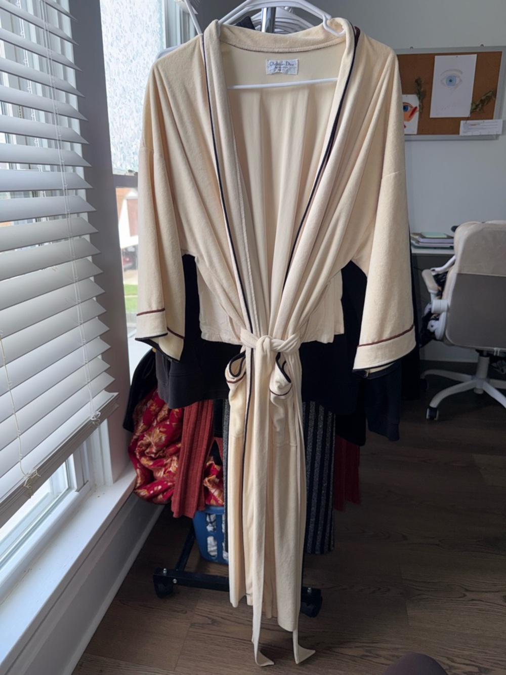 Dior Cream Robe with Brown Contrast Trim